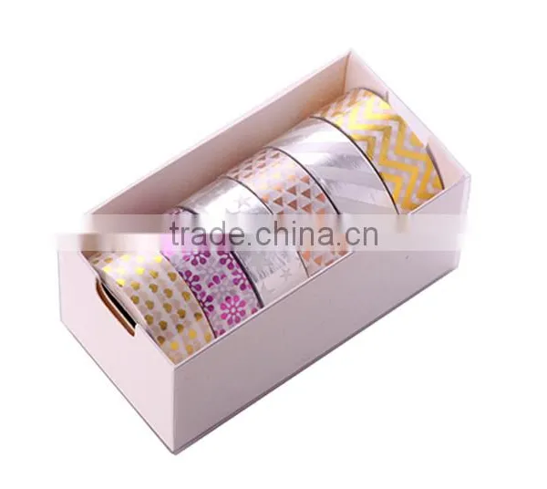 6 Pure Colors Washi Tape One Set Adhesive Paper Gold Stamping Carton Packing photo-4
