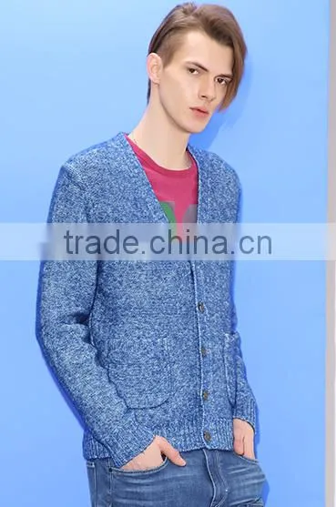 Hot 2017 Fashionable Best Price Long Sleeve Blue Sweater Men for Wholesale photo-2