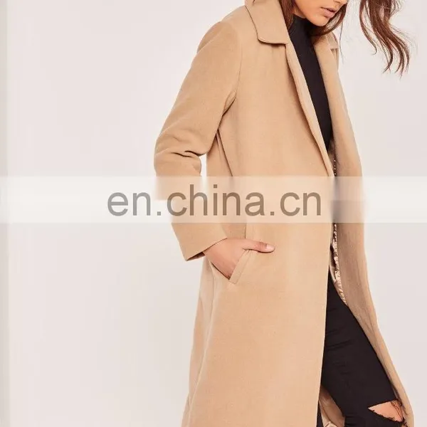 Petite brown longline wool duster coat women long winter coats