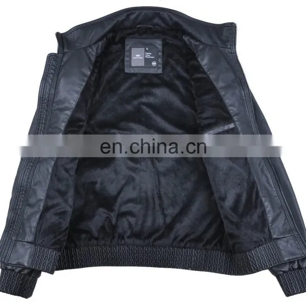 2017 Latest Fashion Mens Warm Cheap Leather Motorcycle Jacket photo-3