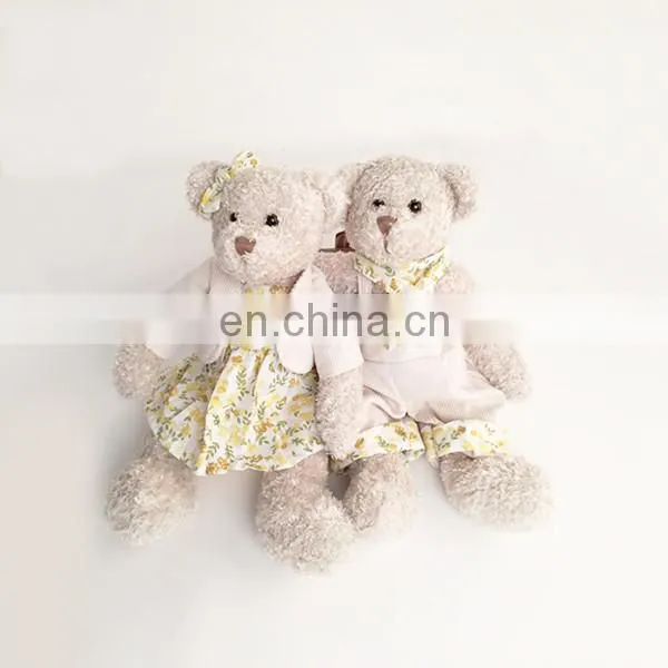 Beige Classical Plush Teddy Bear Well Dressed Couple Toy