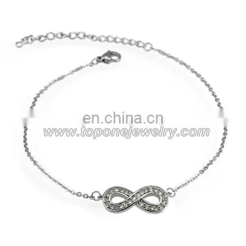 Cheap Wholesale Stainless Steel Infinity Women's Wedding Bracelets With CZ Jewelry Gifts photo-2