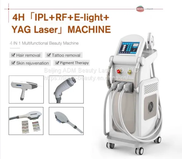 Skin Care Multifunction Beauty Machine Vertical E Light Ipl Qswitch laser RF face lifting Machine With 4 Handles
