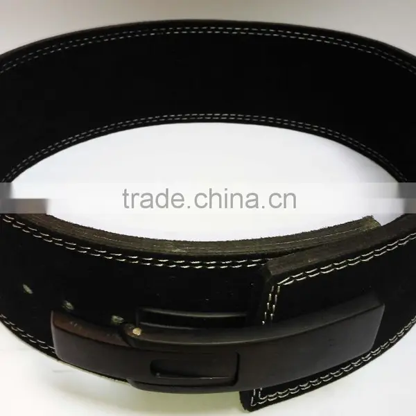 Professional Fitness Weightlifting Power Gym Belt Lever Genuine Leather Belt 4" Black Buckle New photo-2