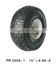 15" X6.00-6 Steel Rim Rubber Pneumatic Lawn Mower Wheel Quality Choice photo-3