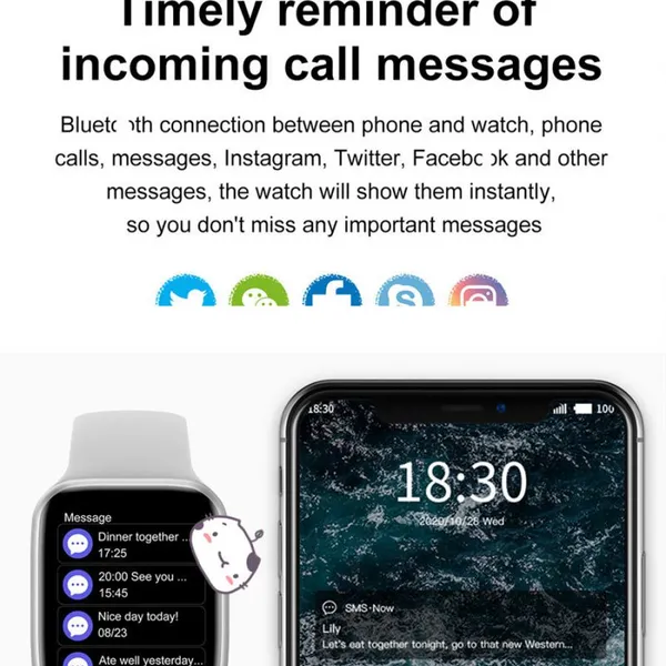 Creative Smart Watch T500+plus Watch6 and Smart Bracelet T500+plus for Gift Message Notification Call Reminde Smart Watch photo-5