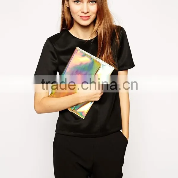 Fashion Gold Foldover Women Clutch Bag Laser Printed Women Clutch Bag photo-4