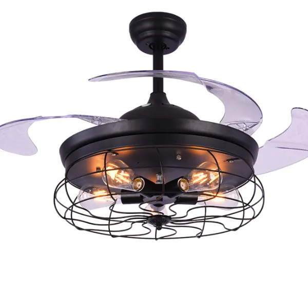 Retro Fan Light Industrial Style Invisible Ceiling Fan Light American Restaurant Fan Ceiling Light（Wechat:13510231336）