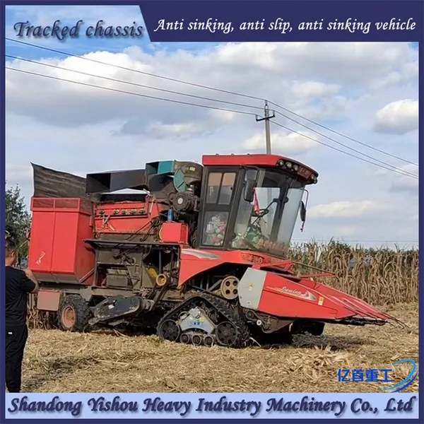 Corn Harvester Modified With Anti Sinking Half Chain Rail That Does Not Slip photo-3