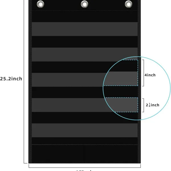 Standard Pocket Chart, Clear 5 Pockets Words Chart With Extra Storage Pocket for School Home Office Use, Word Wall and Sentence Strips photo-4