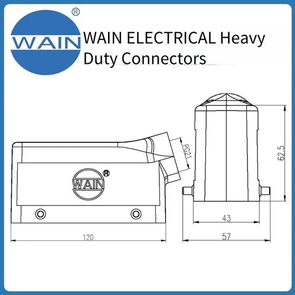 Wain Heavy-duty Connector H24b-se-4b-pg21, Rectangular Connector With Metal 24b Housing, Aviation Plug photo-3
