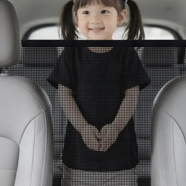 Car Pet Divider Adjustable 30-55 Inch Width Mesh Size 1.5 Inch Powder Coated Finish Black photo-3