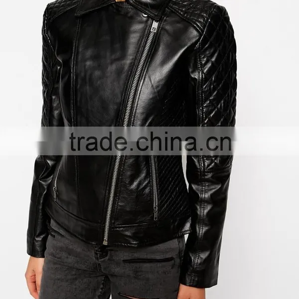 2015 Hot Customized Lady's Fashion PU Jacket Leather Jacket for Women photo-3