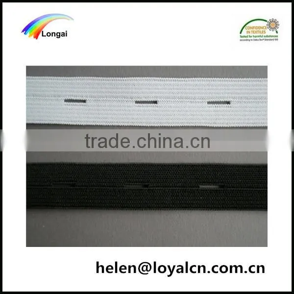 1cm 25cm White/black Woven Elastic Webbing Belt With Button Hole Elastic Band photo-2