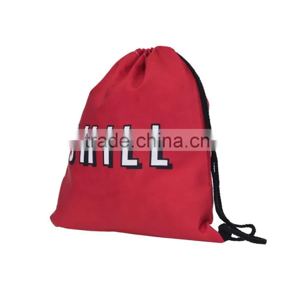 High Quality 3D Printed Chill Red Recycled Rope Drawstring Bag photo-2