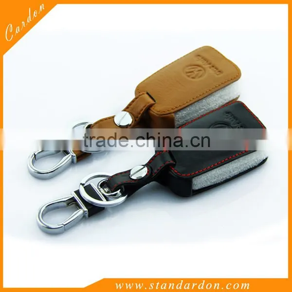 Genuine Leather Remote Car Key Remote Case Cover for VW Golf Key Case photo-2