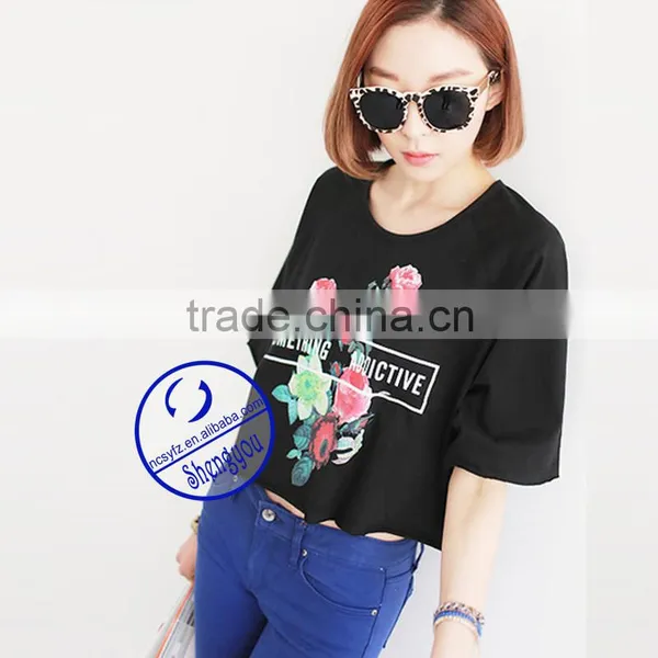 2015 Fashion Custom Cotton Printed Batwing Sleeve t Shirt photo-2