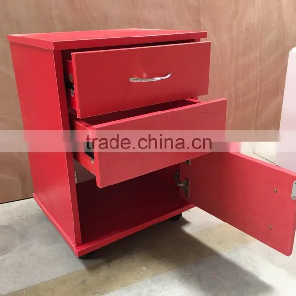Modern Adjustable Red Color Storage Bedside Table Cabinet photo-4