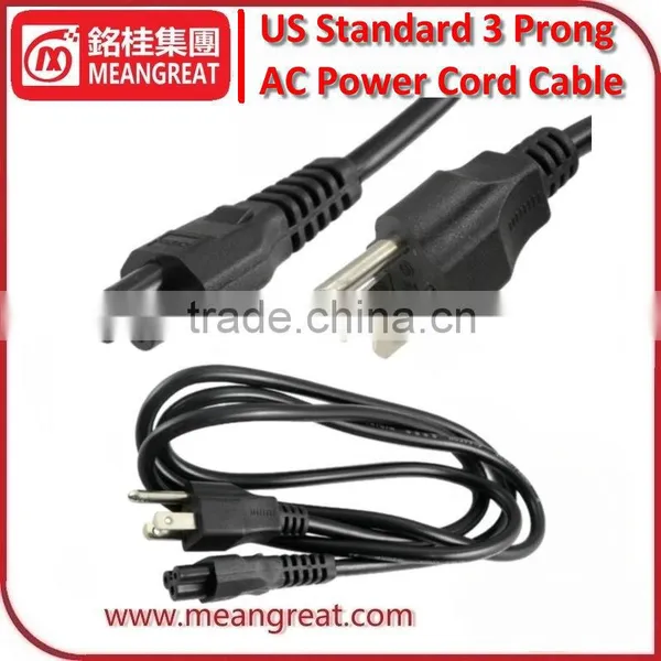 US Standard 3 Prong AC Power Cord Cable