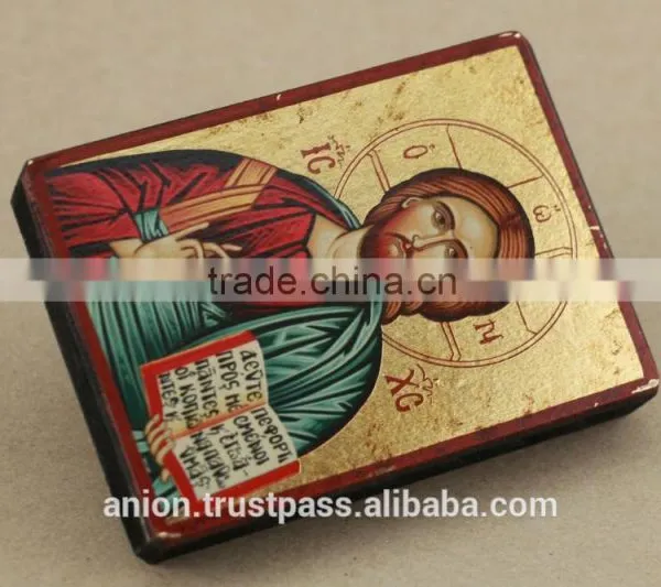 Greek & Russian Orthodox Small Wooden Icon. Christ Pantocrator photo-3
