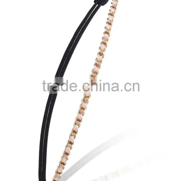 Womens Fashion Chain Jewelry Hollow Rose Flower Elastic Hair Band Headband photo-4