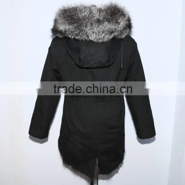 Wholesale Price Parka Jacket With Silver Fox Fur Hood and Lining for Women photo-6