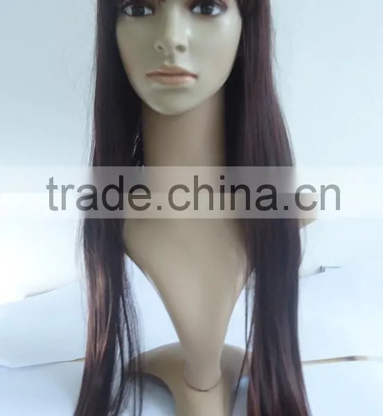 80CM Women's Long Straight Wig Wtih Full Bangs African American Wig Accept Paypal photo-2