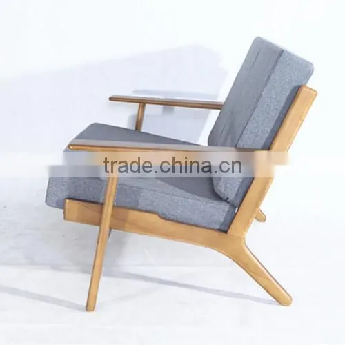 Solid Varnished Wooden Chair Hans Wegner 2 Seat Plank Sofa photo-5