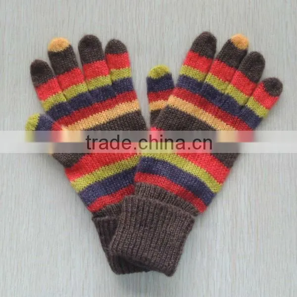 TYCAP063 Ladies' Fashion Knitted Multicolour Gloves/100% Mohair(acrylic)/ AW2014
