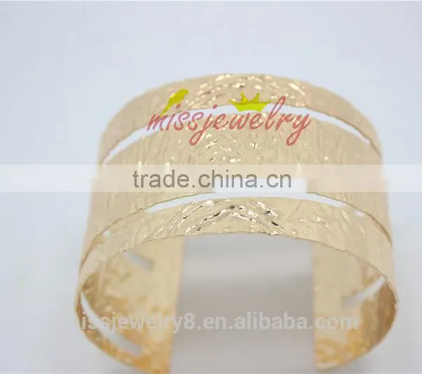 KC Gold Statement Punk Fashion Metal Hollow 0ut Wide Cuff Bangle Bracelets For Women Men for 2016 New Accessory photo-4
