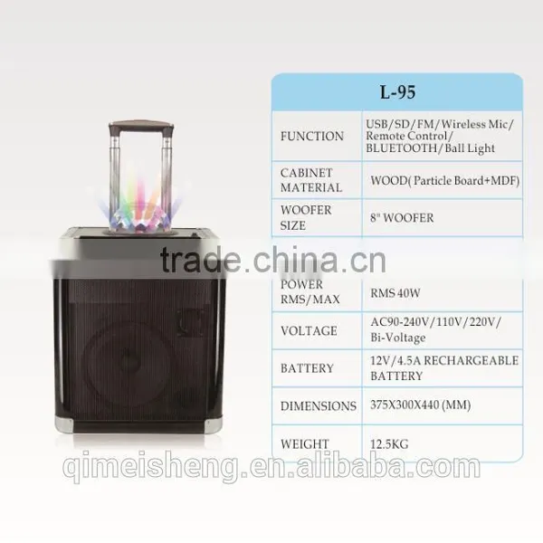HOXEN 40W 8inch Portable Trolley Party Speakers With Disco Ball Light Show photo-2