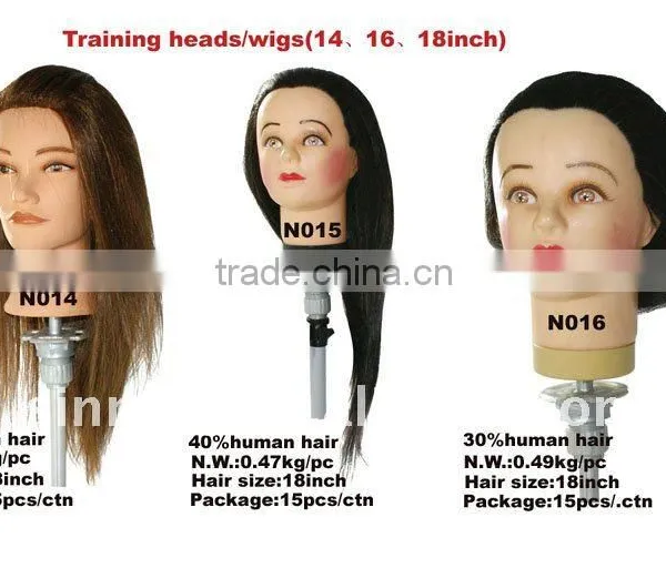Professional Salon Human Hair Traning Head,wig N014,N015,N016
