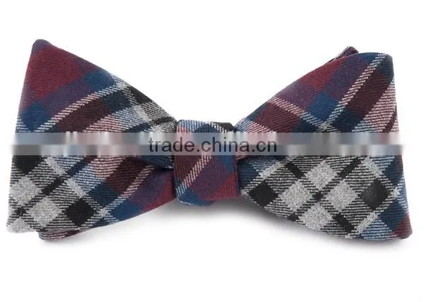 2016 Fashion Checkered Wool Cotton Self-tie Mens Bow Ties photo-3