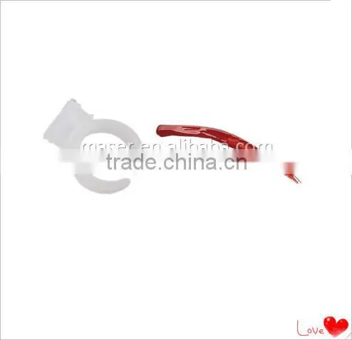 100 PCS Permanent Makeup Disposable Finger Ring Ink Cups With Sponge, Disposable Eyebrow Rings Caps photo-3