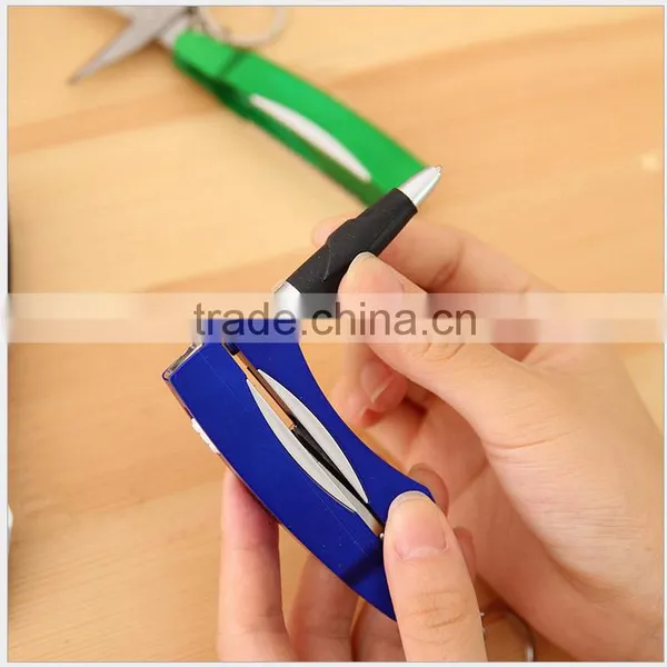 Foldable 3 in 1 Multifunctional Pen With Scissors and LED Flashlight photo-2
