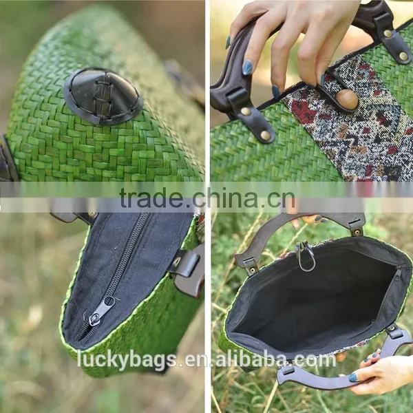 Hot Selling Cheap Thailand Straw Bag Green Handmade Beach Bag photo-2