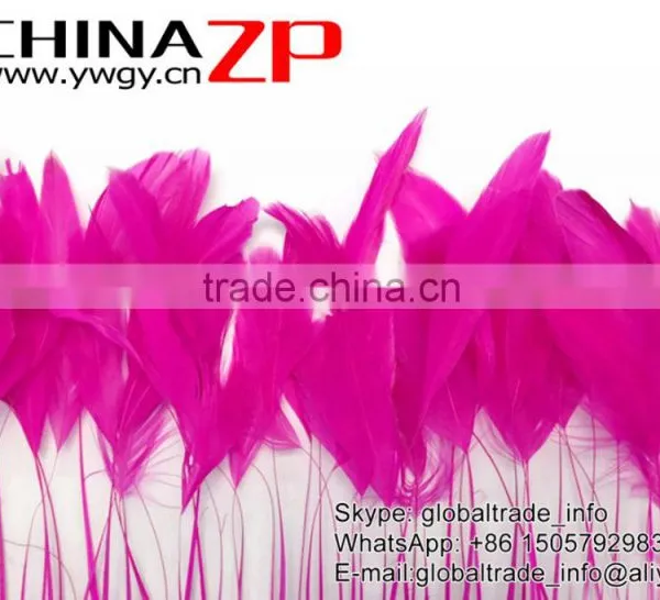 NO.1 Supplier ZPDECOR Wholesale 30-35cm Length Fashion Dyed Hot Pink Stripped Coque Chicken Tail Feathers for Sale photo-3