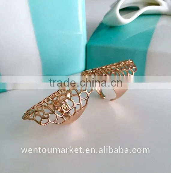 Full Finger Statement Ring Adjustable Armor Rose Gold Cockta Ring Birthday Christmas Gift photo-4