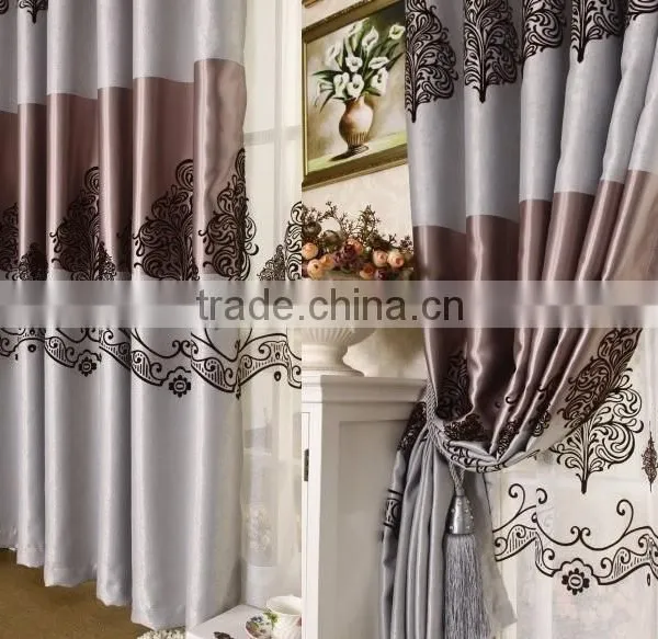 New Design Flocked Curtain Luxury Blackout Fabric Flame Retardant for Living Room photo-2