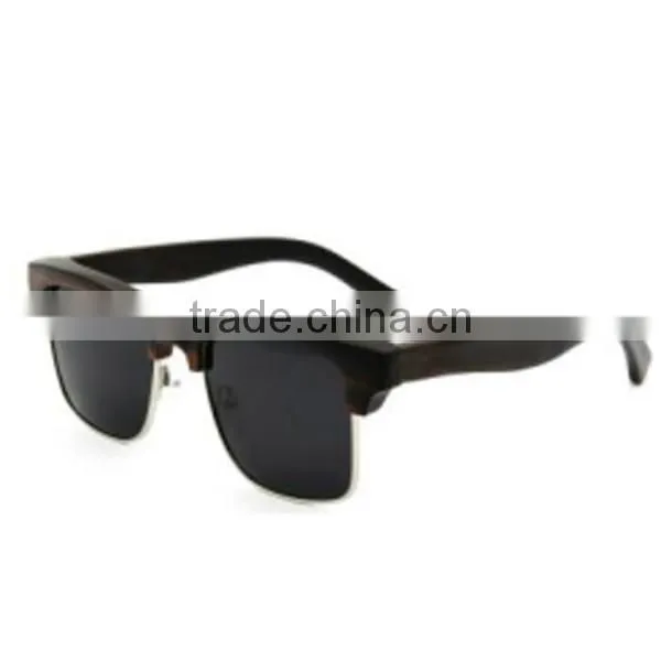 100% Natural Rose Wood Half Rim Sunglasses Wood Frame Glasses photo-2