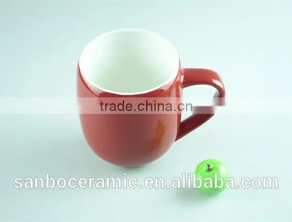 Red Colored Ceramic Stoneware Milk Mug With Handle / Unique Shaped Glazed Mugs photo-4