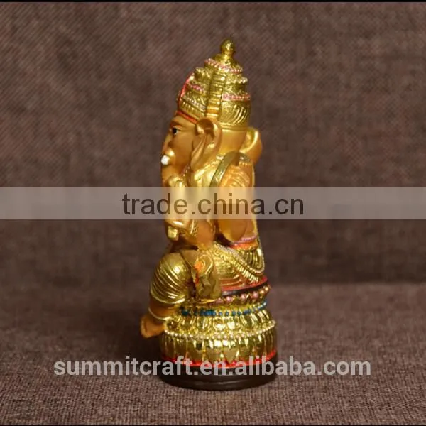 Golden Hindu God Ganesha Figurines Indian Wedding Gift Items photo-2