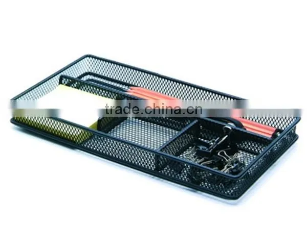 Multipurpose Metal Mesh Desk Office Pen Note Clip Holder Storage Tray photo-2