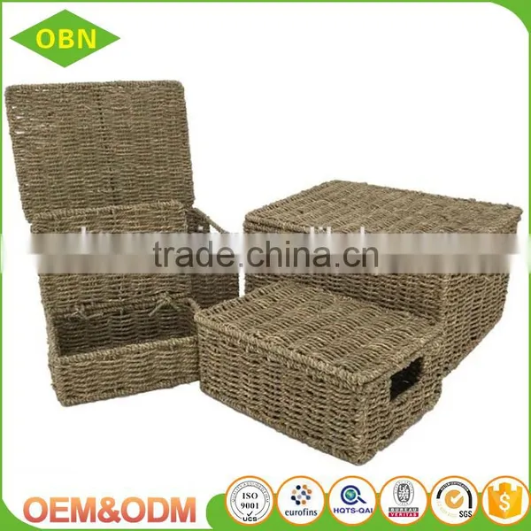 Wholesale Customized Natural Handmade Folding Seagrass Basket With Lid photo-3