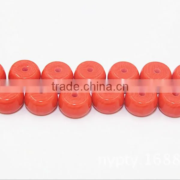16 Inches 8x5mm Orange Abacus Coral Beads photo-2