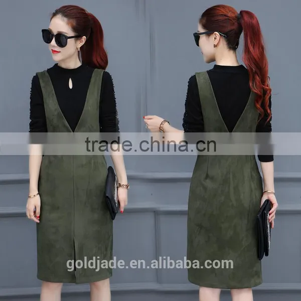 2016 Manufacturer Autumn-wear Fashionable 100% Cotton Ladies Dress With Strap photo-3