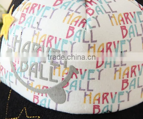 Popular Flat Top Girls Lovely Leisure Cotton Military Cap Smile Hat photo-2