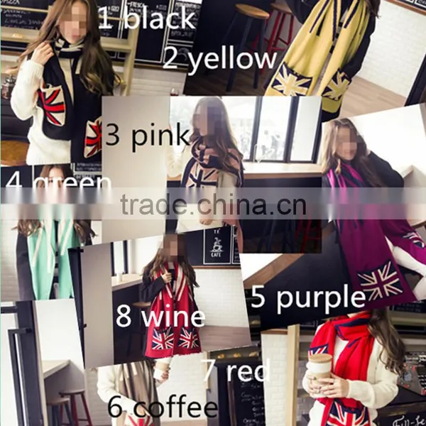 Autumn and Winter Latest Design British Flag Design Knit With Pocket Couple Knit Scarf photo-3