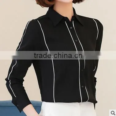 Custom Beautiful Cheap Designs for Women Formal Fashionable Chiffon Long Sleeve Shirts photo-2