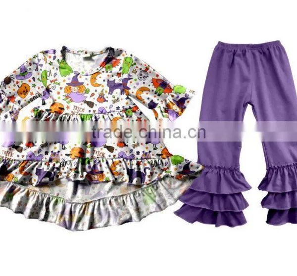 2017 Girls Pumpkin Outfits Kids Halloween Pant Sets Clothes Wholesale Children's Boutique Clothing Baby Outfits photo-3